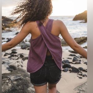 NWOT tentree harbour crossback tank- purple medium